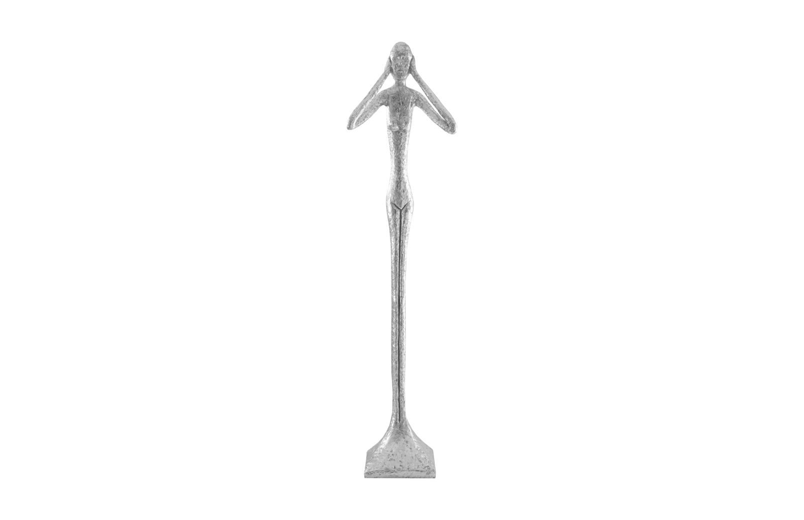Hear No Evil Skinny Sculpture, Silver Leaf, LG