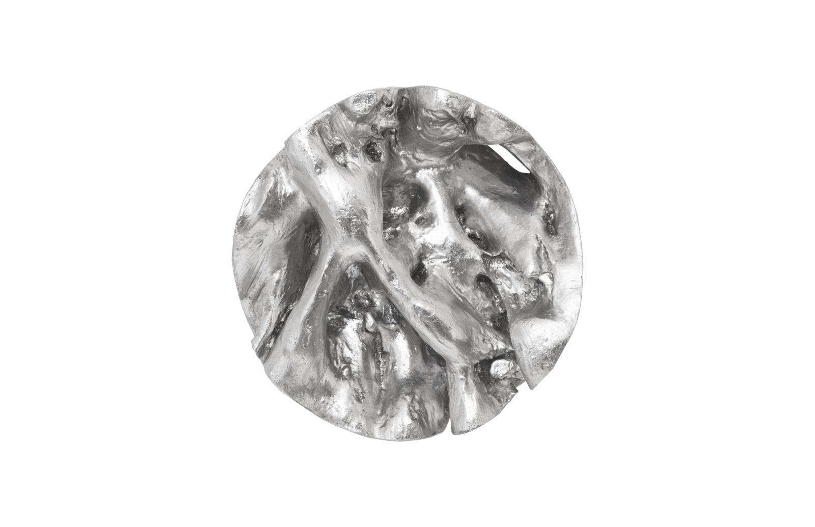 Cast Root Wall Tile, Resin, Silver Leaf, Round