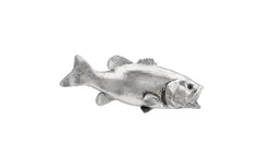 Large Mouth Bass Fish Wall Sculpture, Resin, Silver Leaf