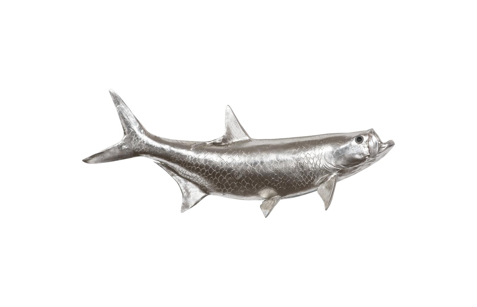 Tarpon Fish Wall Sculpture, Resin, Silver Leaf