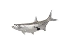 Tarpon Fish Wall Sculpture, Resin, Silver Leaf