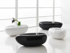 River Stone Coffee Table, Gel Coat Black, Large