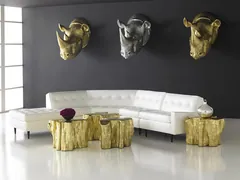 Rhino Wall Art, Resin, Gold Leaf