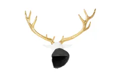 Stag Deer Head, White, Gold Leaf