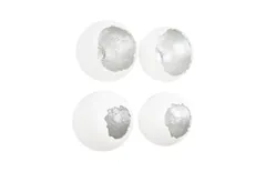 Broken Egg Wall Art, White and Silver Leaf, Set of 4