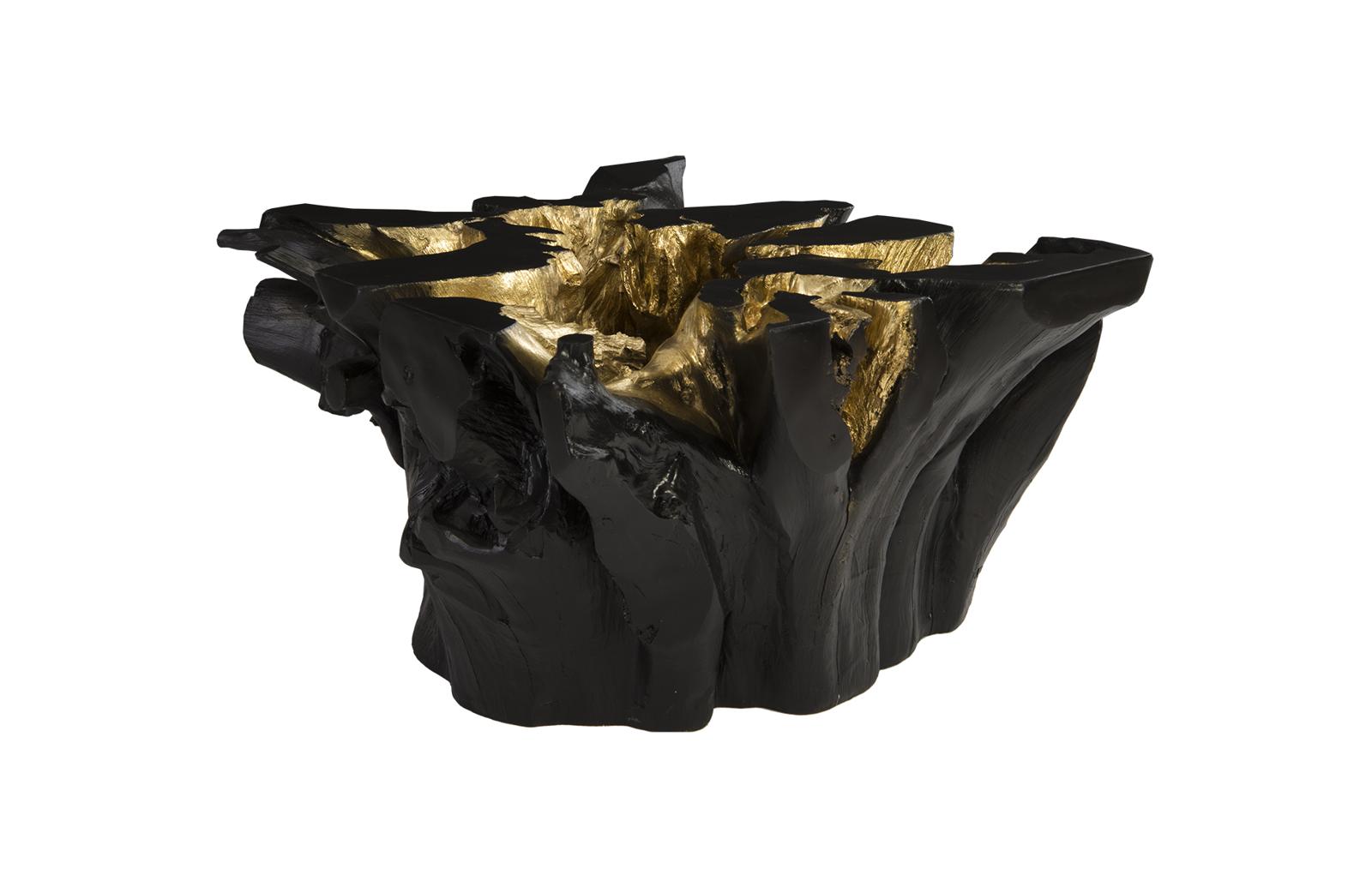 Noir Cast Root Coffee Table, Black, Gold Leaf