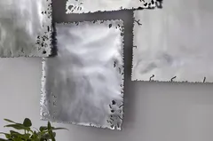 Galvanized Square Wall Tile, Silver Leaf, Set 3