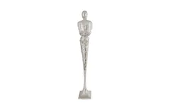 Tall Chiseled Male Sculpture, Resin, Silver Leaf