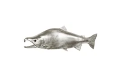 Sockeye Salmon Fish Wall Sculpture, Resin, Silver Leaf