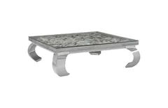 Shell Coffee Table, w/Glass, Ming SS Legs