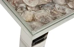 Shell Coffee Table, w/Glass, Ming SS Legs