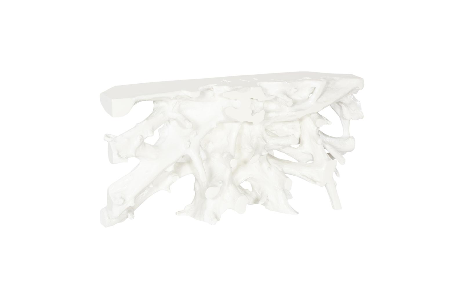 Beau Cast Root Console Table, Gel Coat White