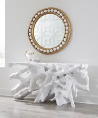Pearl Mirror, Gold Leaf, Round