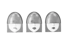 Fashion Faces Wall Art, Small, White and Silver Leaf, Set of 3