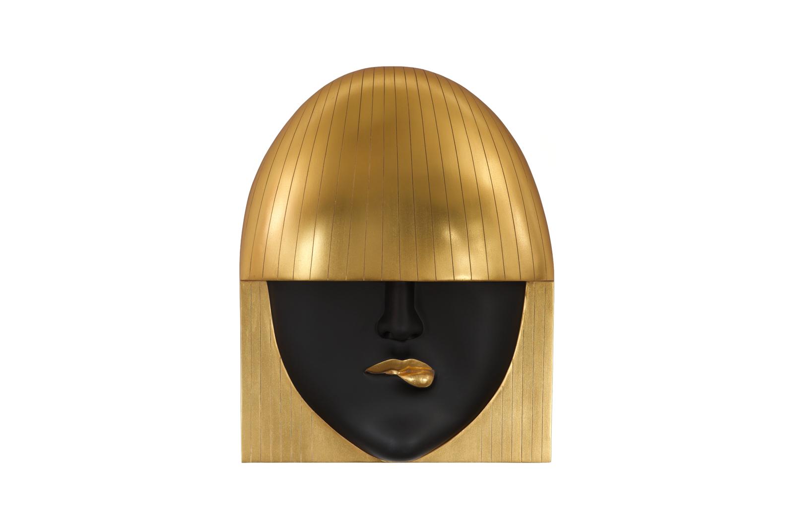 Fashion Faces Wall Art, Large, Pout, Black and Gold Leaf