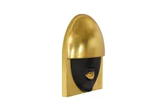 Fashion Faces Wall Art, Large, Smile, Black and Gold Leaf