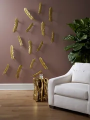 Feathers Wall Art, Small, Gold Leaf, Set of 2