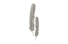 Feathers Wall Art, Large, Silver Leaf, Set of 2