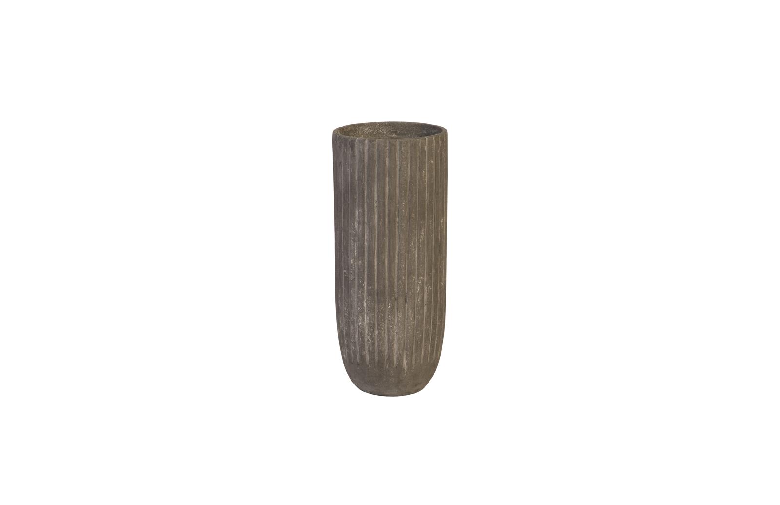 Fluted Planter, Medium, Gray