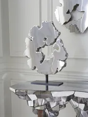Lava Slice Sculpture on Stand, Resin, Stainless Steel