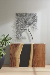 Wire Tree Wall Art, Rectangular, Metal, Black