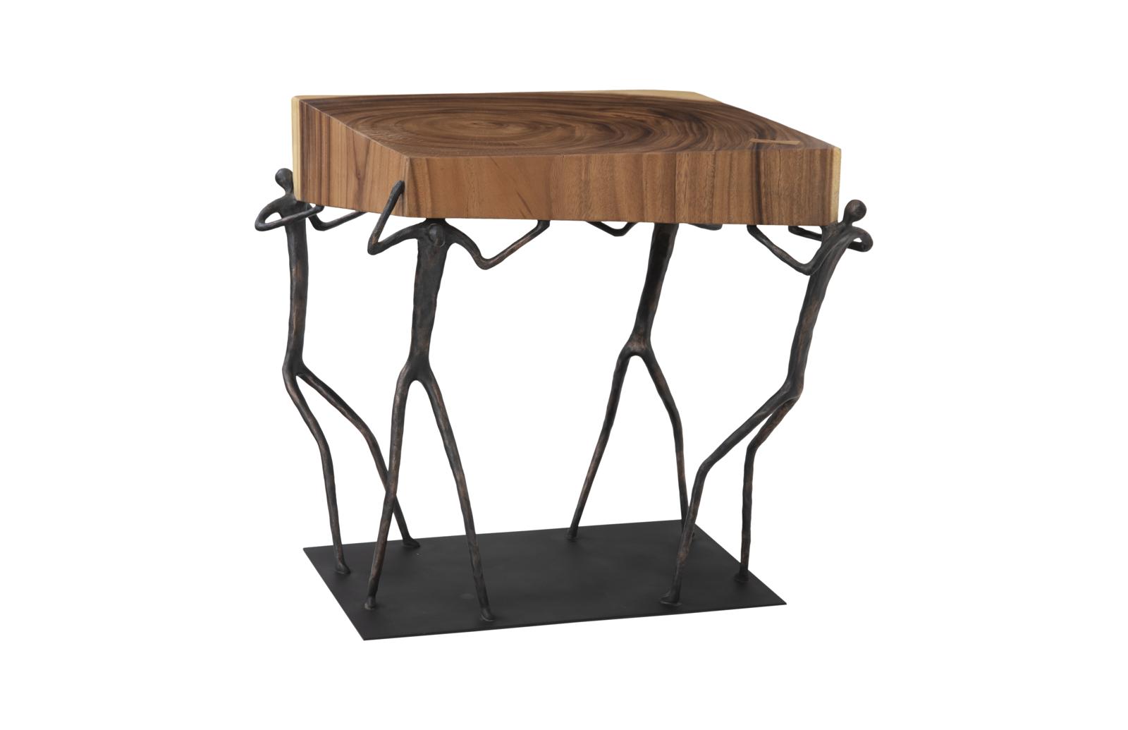 Atlas Side Table, Chamcha Wood/Metal, Natural
