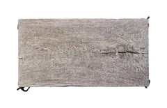 Atlas Coffee Table, Chamcha Wood, Gray Stone Finish, Metal