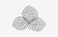 Tri Leaf Wall Art, Small, Metal, Silver/Black