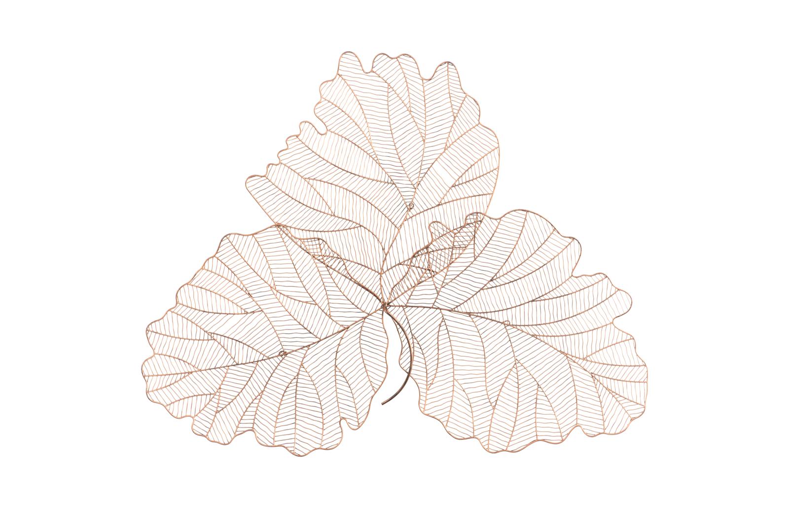 Tri Leaf Wall Art, Large, Metal, Copper/Black