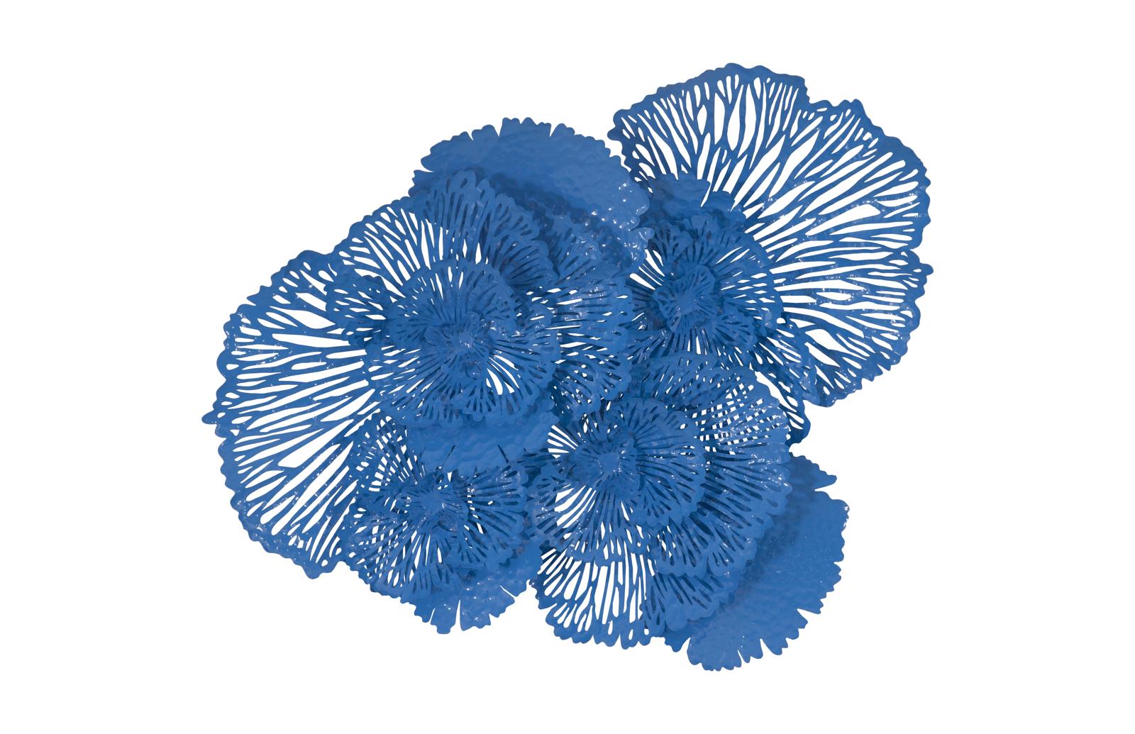 Flower Wall Art, Large, Blue, Metal