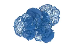Flower Wall Art, Large, Blue, Metal