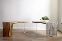 Waterfall Desk, Natural, Acrylic Leg