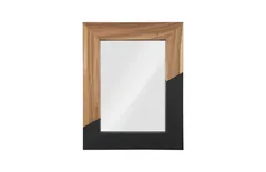 Geometry Wood Mirror, Natural,Black