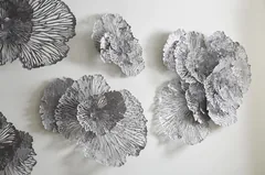 Flower Wall Art, Large, Gray, Metal