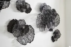 Flower Wall Art, Large, Black, Metal