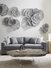 Flower Wall Art, Medium, Gray, Metal
