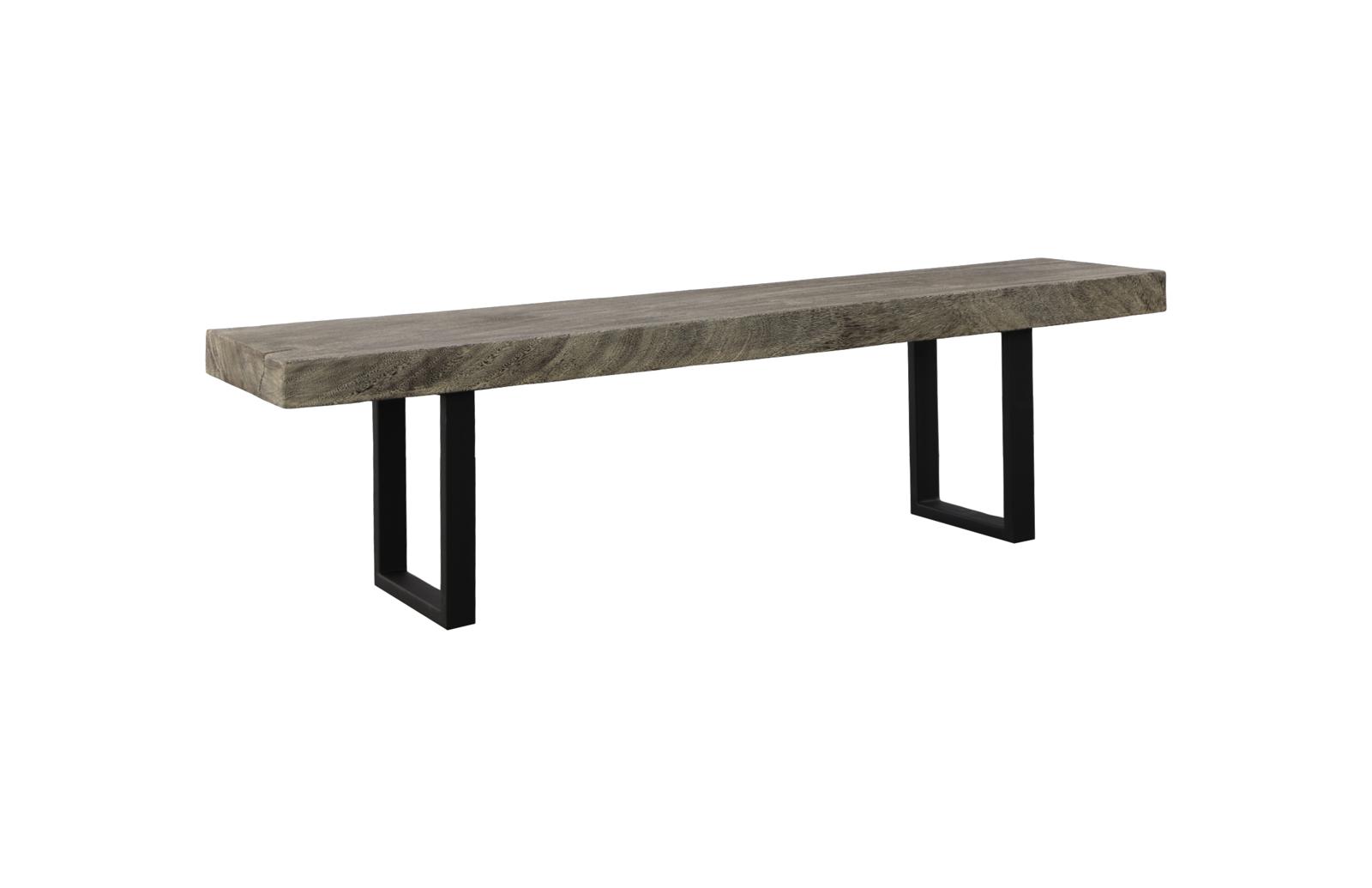 Origins Straight Edge Bench, Gray Stone, Satin Black Legs