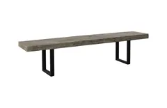 Origins Straight Edge Bench, Gray Stone, Satin Black Legs
