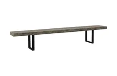 Origins Straight Edge Bench, Gray Stone, Satin Black Legs