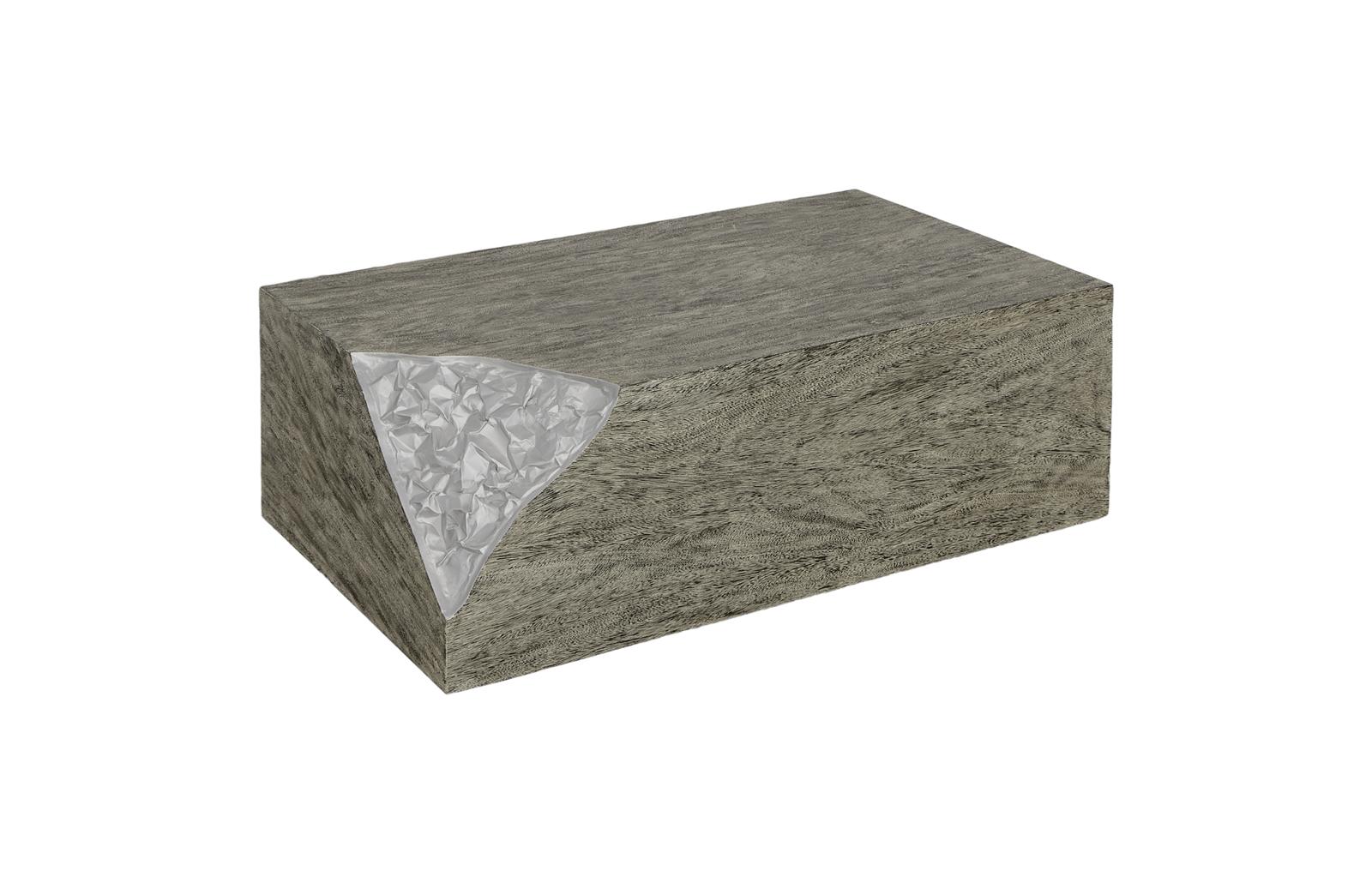 Chiseled Coffee Table, Gray Stone, Silver