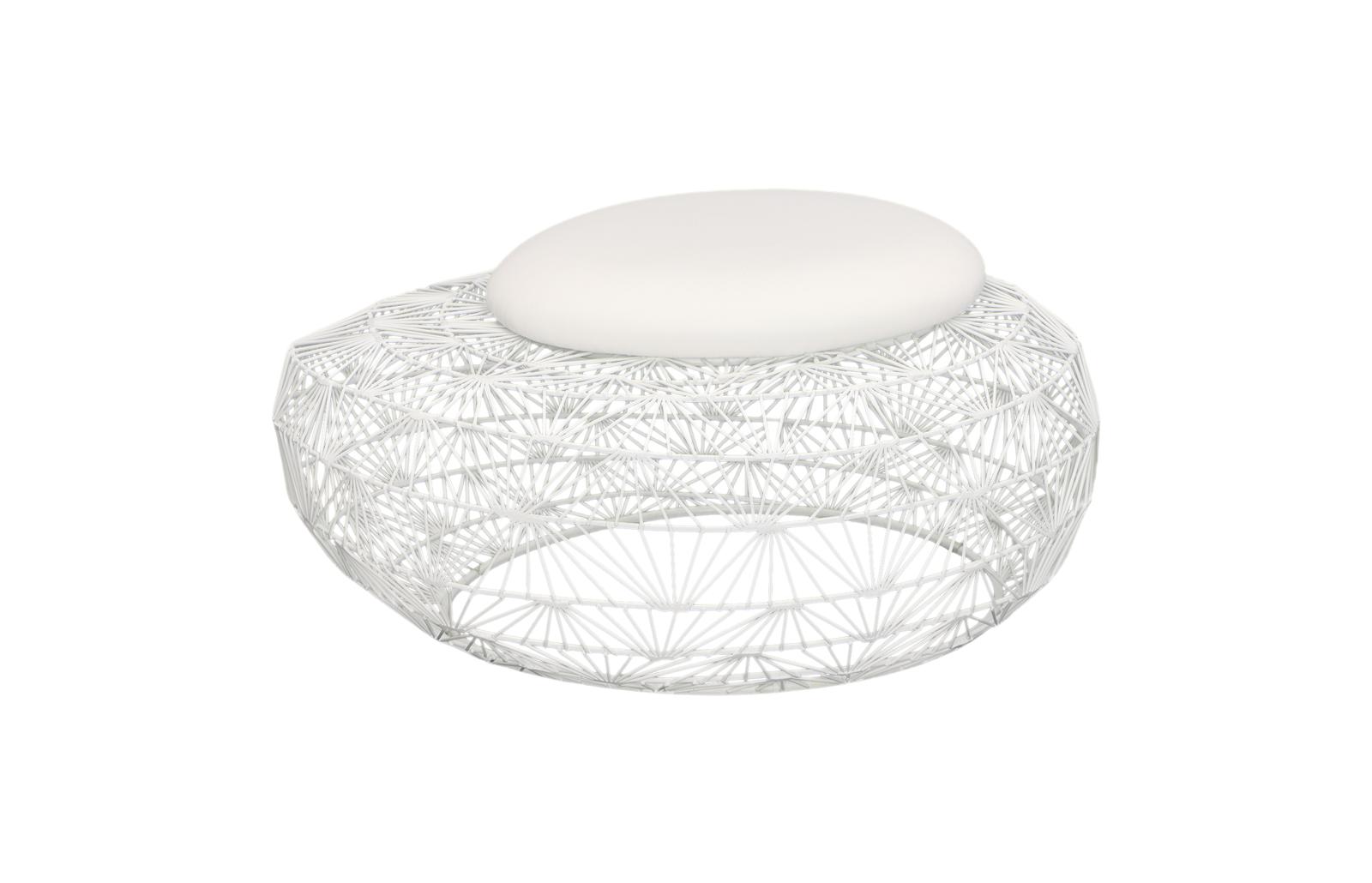 Wire Mesh Stone Stool with Cushion, SM