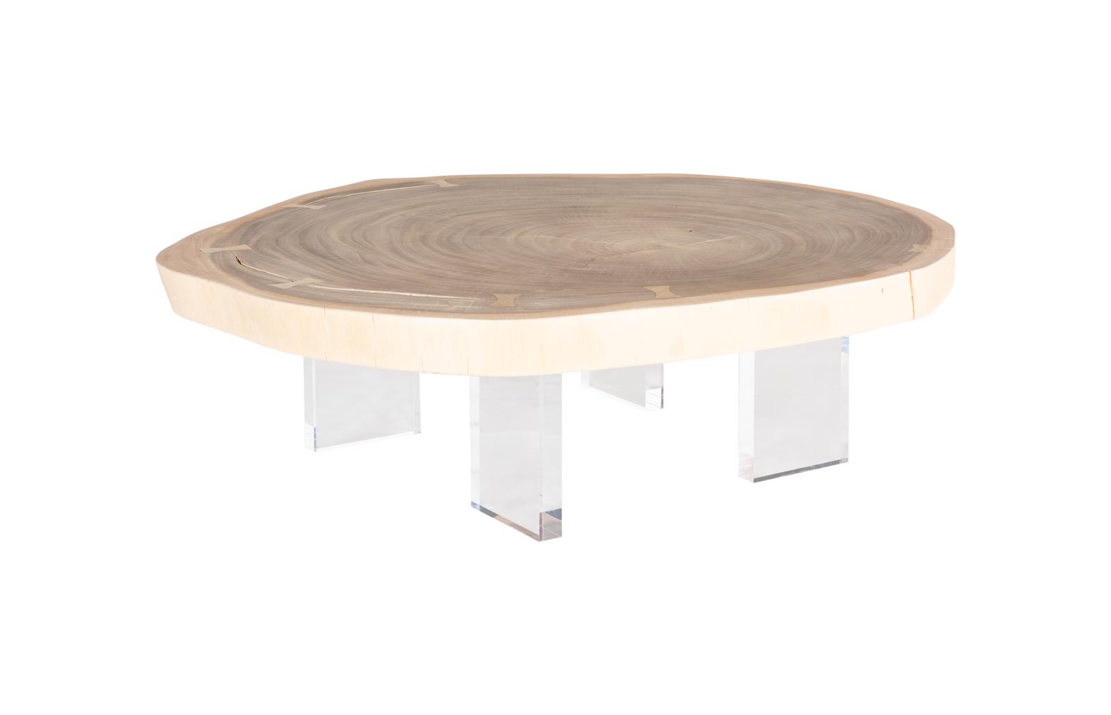 Floating Coffee Table with Acrylic Legs, Bleached , Size Varies