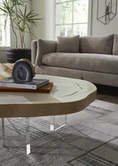 Floating Coffee Table with Acrylic Legs, Bleached , Size Varies