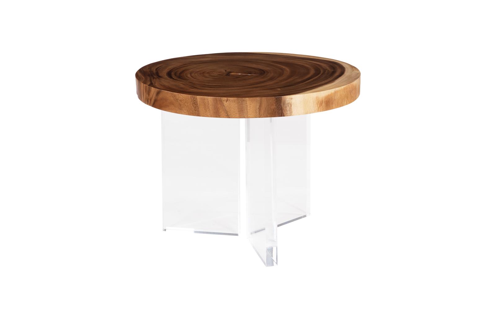 Floating Round Coffee Table With Acrylic Legs, Natural