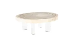 Floating Coffee Table with Acrylic Legs, Bleached, Size Varies