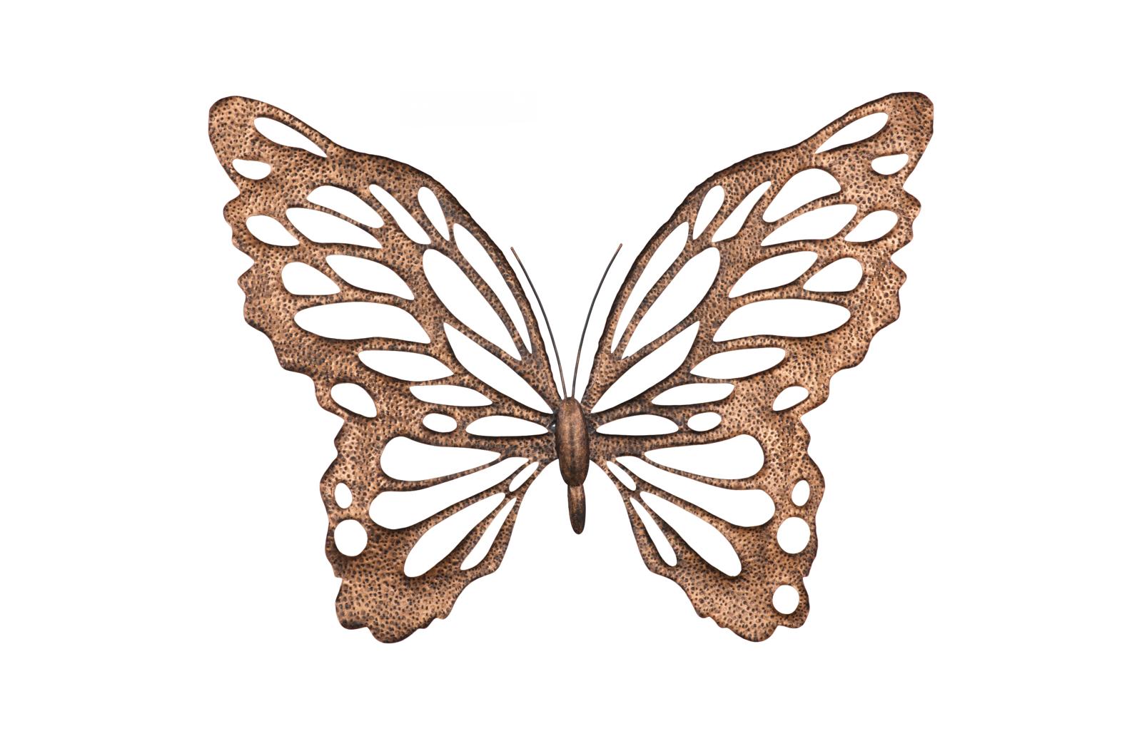 Butterfly Wall Art, LG, Copper/Black, Metal