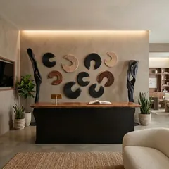 Swoop Wall Art , Black Wood , Large