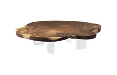 Floating Coffee Table with Acrylic Legs, Natural, Size Varies
