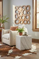 Shear Side Table, Square, White Stone