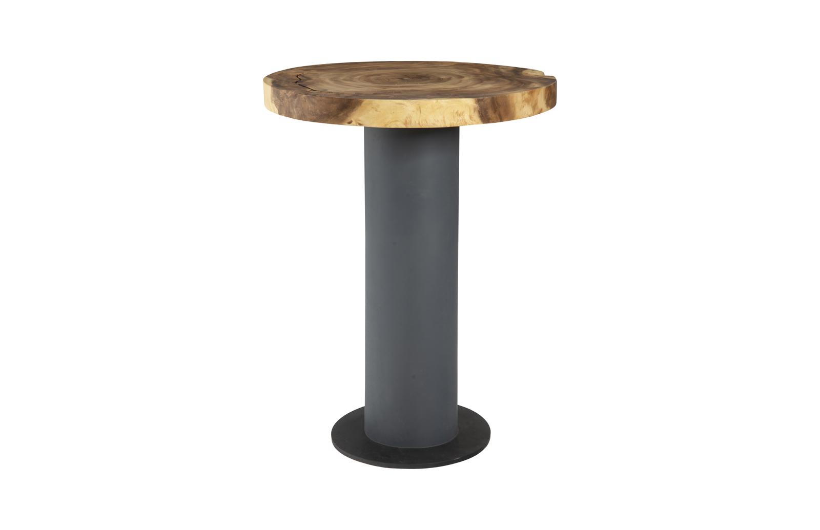Concrete Bar Table, Chamcha Wood Top